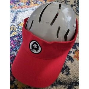 GEICO Insurance Logo Caveman Sun Visor hat Cap Red Adult Adj Size USA Cotton